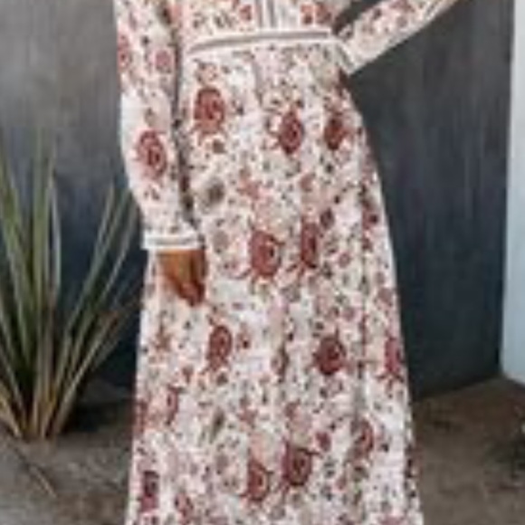 Luca Rayon Floral Maxi Dress with Lace Trim XS - Picture 2 of 8